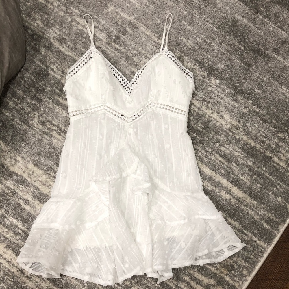 Vici White Asymmetrical Spaghetti Strap Sundress